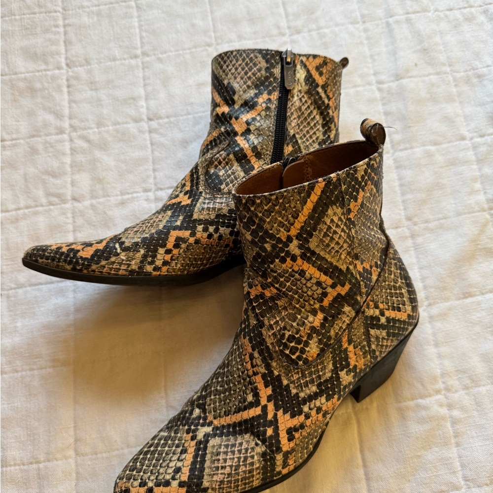 Circus by Sam Edelman Snake Print Ankle Boots